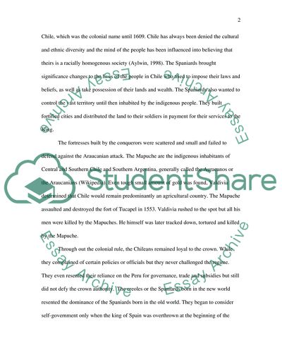 Colonization of Chile and Mapuche Peoples And Colonization of Peru And Incas