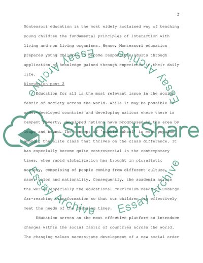 Two One page orders for a discussion post - not a paper just to be done as a discussion board post