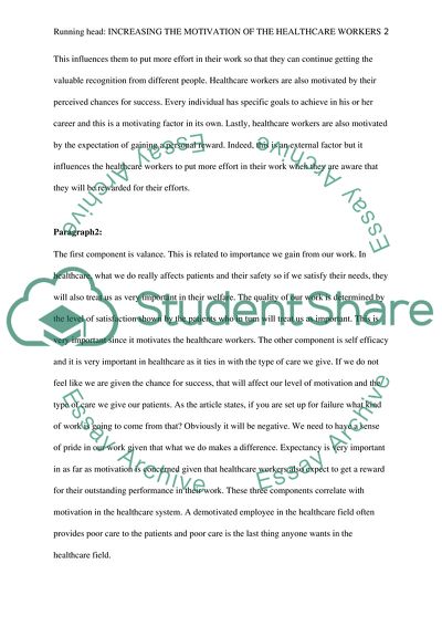 Increasing the Motivation of the Healthcare Workers