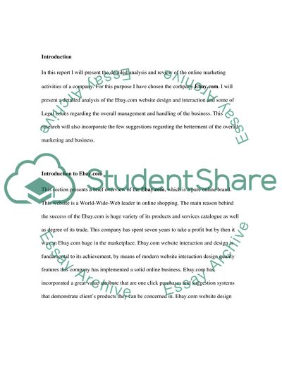 Analysis of Online Marketing of EBay.com