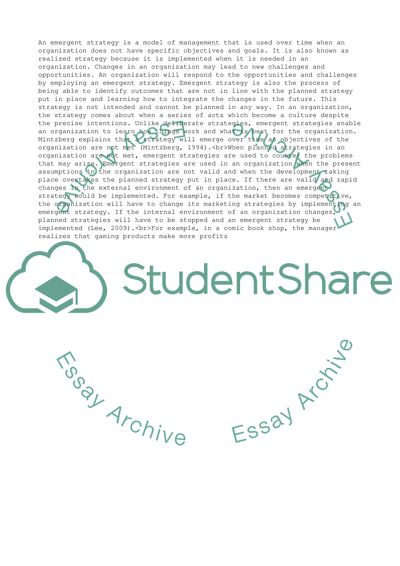 Emergent strategic management