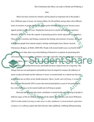 The Contribution That Music Can Make to Health and Wellbeing