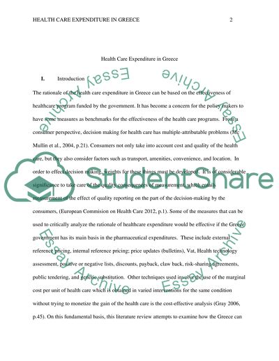 The Rationale of the Health Care Expenditure in Greece