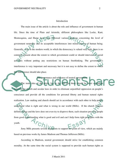 Should the government be neutral in matters of conscience by jerry mills