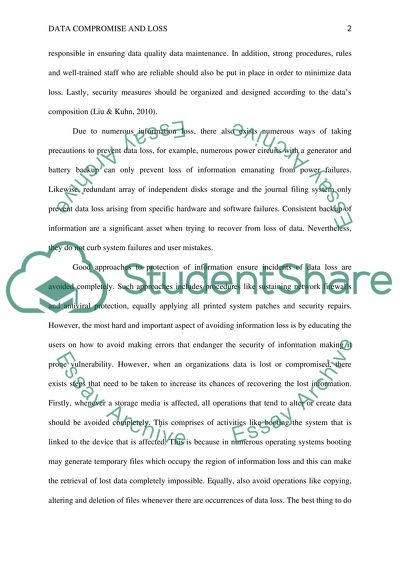 Compromised and Lost Data