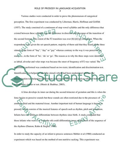 Role of Prosody in Language Acquisition