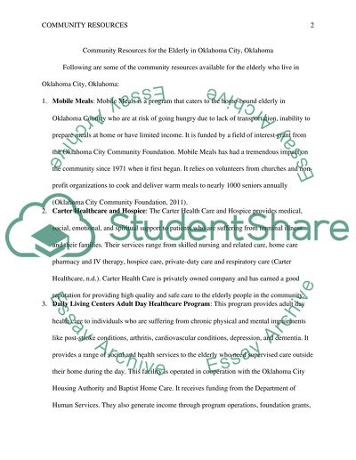 Community Resources for the Elderly in Oklahoma City