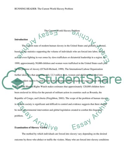 The Current World Slavery Problem