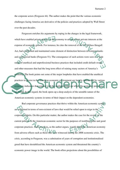 Report relating to the recent financial crisis