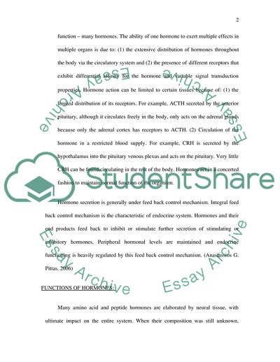 Hormonal Secretion Peculiarities