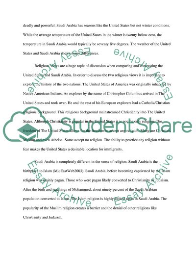Comparison of The United States of America and Saudi Arabia