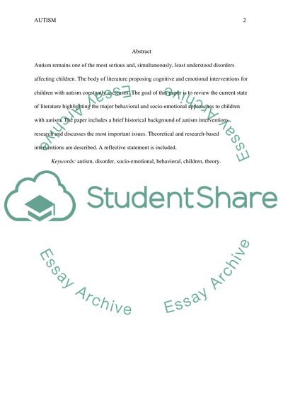 Behavioral and Socio-Emotional Approaches to Treatment and Interventions for Individuals with Autism