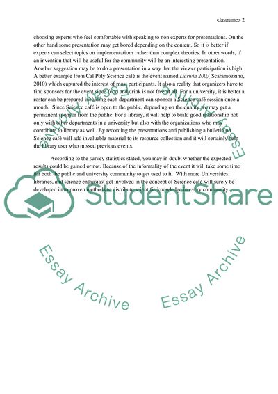 Developing a Science Cafe Program for University Library