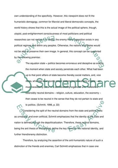 Carl Schmitt: Friend and Enemy Distinction