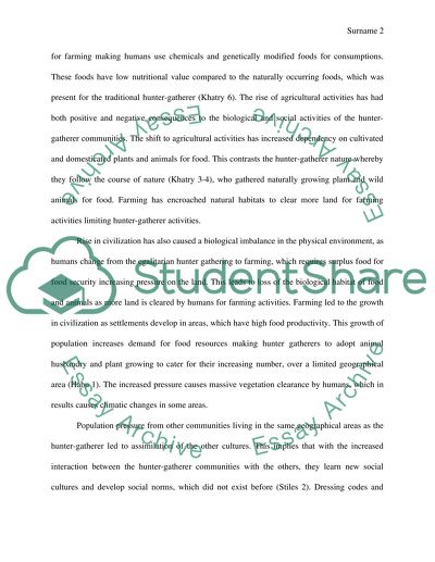 Consequences of Humans Switching from a Hunter-Gatherer Lifestyle to a Farming Lifestyle