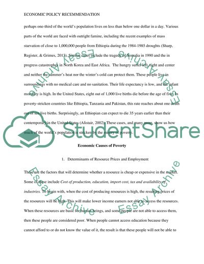 Economic Policy Recommendation: Poverty as a Social Problem