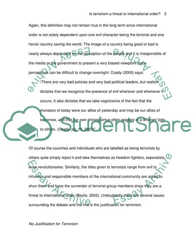 Is Terrorism a Threat to International Order