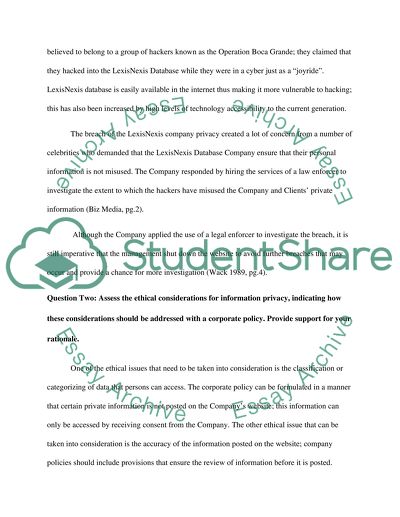 Discussion for Week 6 Chapter 9 Question 1 Information Protection and Privacy