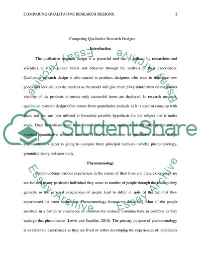 Comparing Qualitative Research Designs