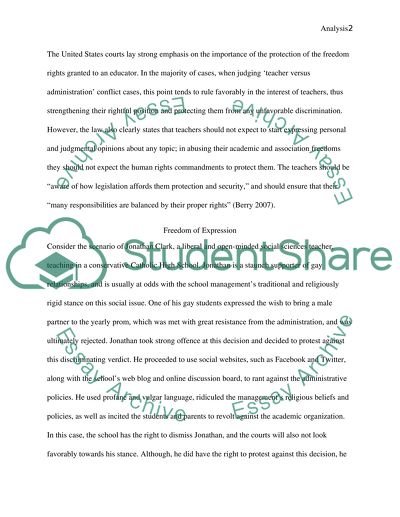 The Legal Freedom Rights Enjoyed by the Educators with Examples of Special Scenario