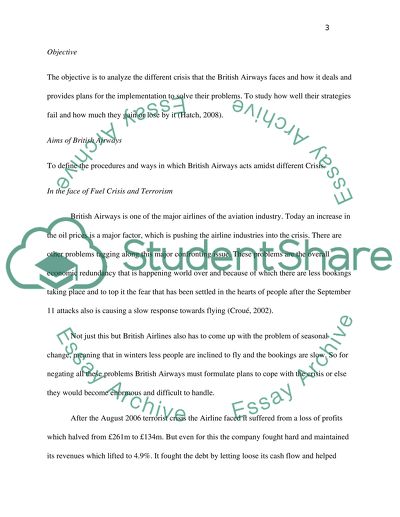 Business Management- The British Airways Amidst Crisis