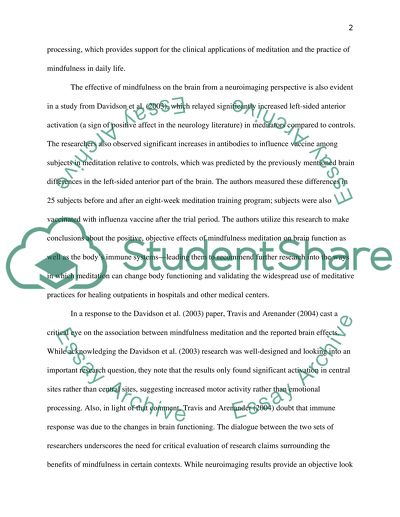 Neuropsychological Evidence of Mindfulness