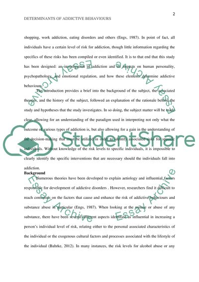 Determinants of Addictive Behaviours