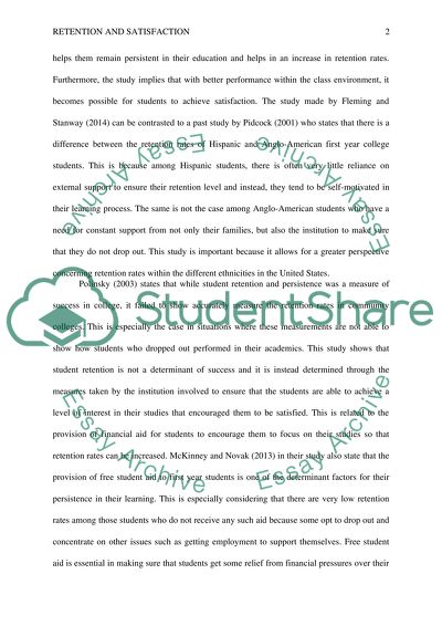 Retention and Satisfaction