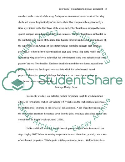 Manufacturing Issues Associated with Wing Joints