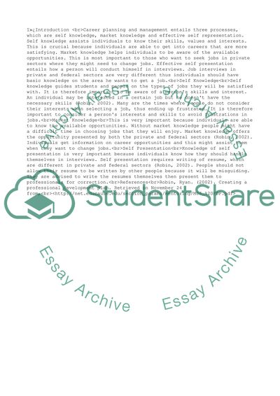 Career planning and management