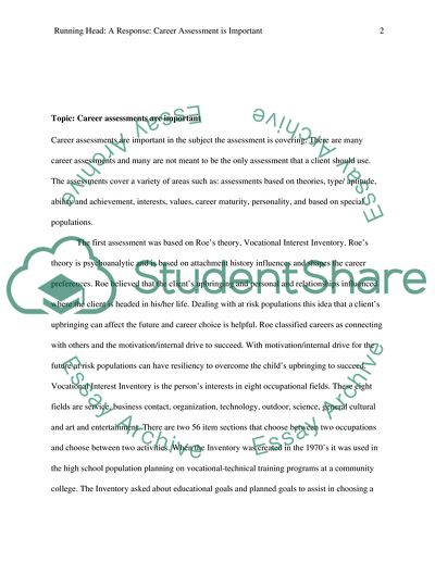 Topic: Career assessments are important