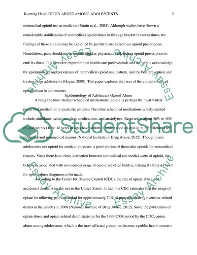 Epidemiology of Adolescent Opioid Abuse