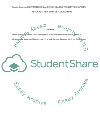 ASHA - advocacy ( state licensure)