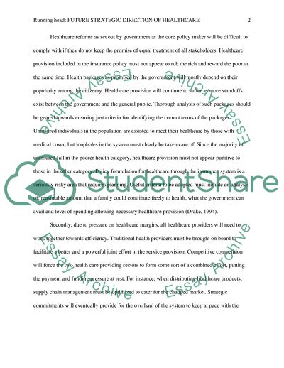 Future Strategic Direction of Healthcare