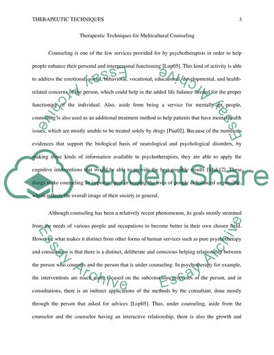 Therapeutic Techniques for Multicultural Counseling