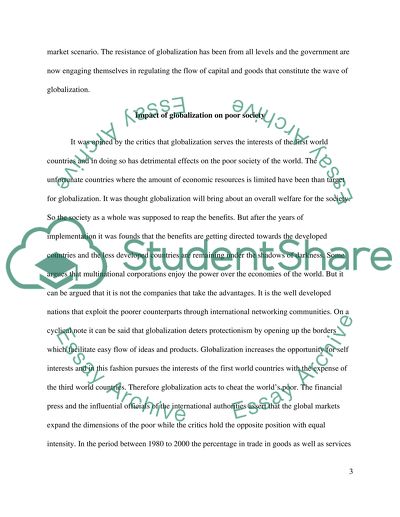 Impact of Globalization on Poor Society