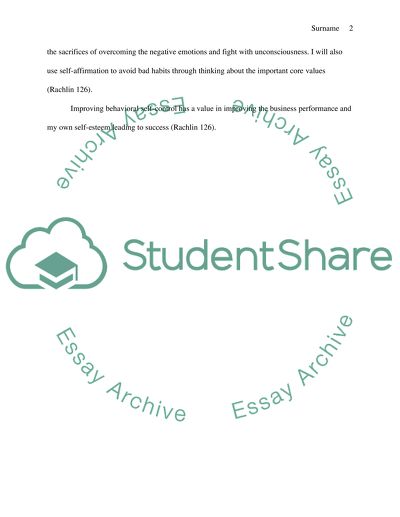 Improving Behavioural Self-Control in the Business Performance