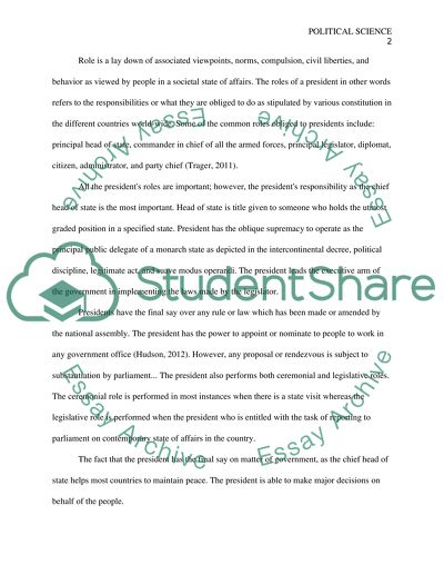 President as the Chief Head of State