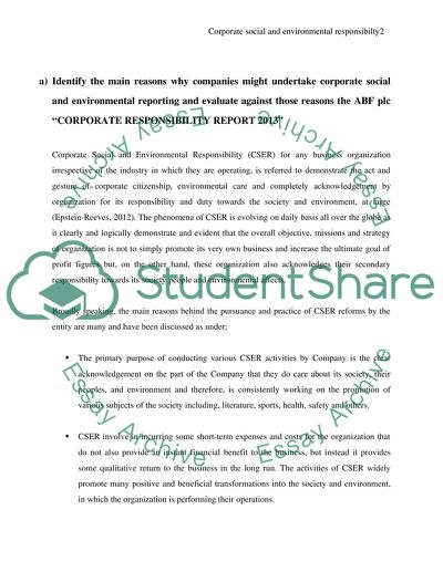 Corporate Social and Environmental Responsibility