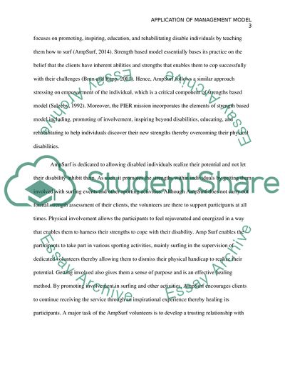 Application of Management model