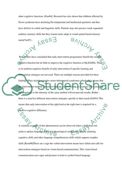 Downs Syndrome Children Require Unique Intervention Strategies For Them To Progress In Education And Socially