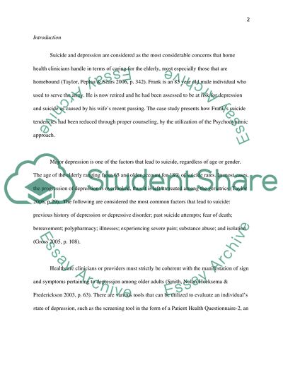 Psychology in a Case of an Elderly Experiencing Depression