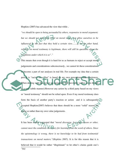 Moral Testimony and Its Authority