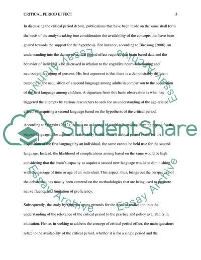 The Evidence of Debate Ideas to a Critical Period Effect