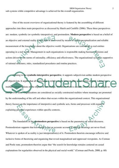 HRM Organizational Theory