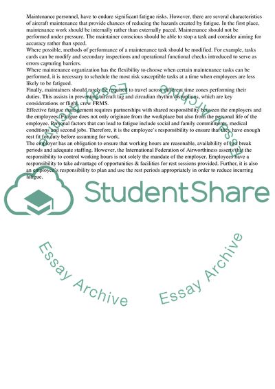 Fatigue Risk Management in Aviation Maintenance