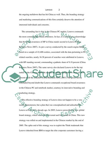 Lenovos Brand Strategies and Marketing Communications in China