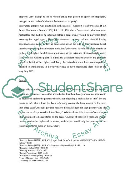 The Principle of Overriding Interests, Leases and Rentcharges
