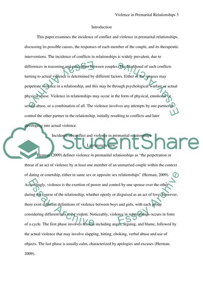 Violence In Premarital Relationships