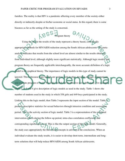 Paper Critic For Program Evaluation On Hiv/Aids